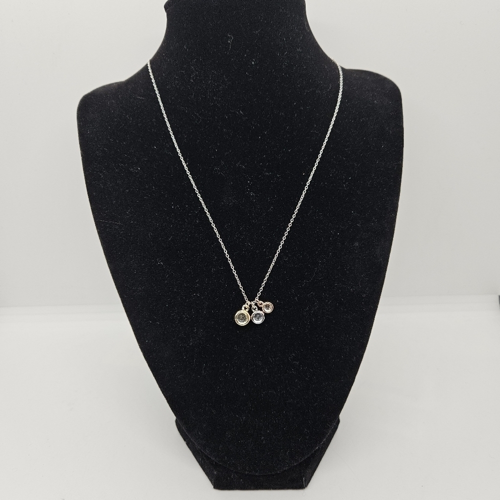 sterling silver chain necklace with multimetal crystal charms